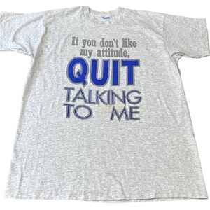 Vintage Attitude Tee Shirt XL Gray Blue Made In USA